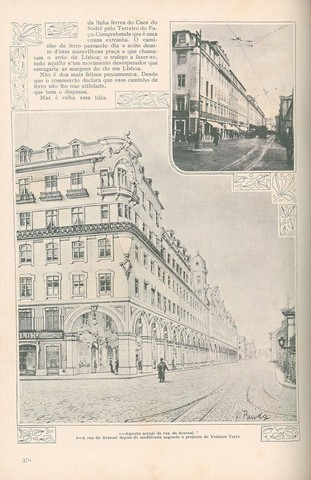Enlargement of the Rua do Arsenal by means of a portico, according to Ventura Terra&rsquo;s plans