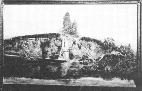 Fernando Silva, rendering of the projected lake and waterfall of the Eduardo VII park, c. 1900